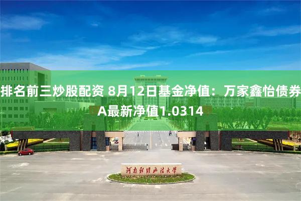 排名前三炒股配资 8月12日基金净值：万家鑫怡债券A最新净值1.0314